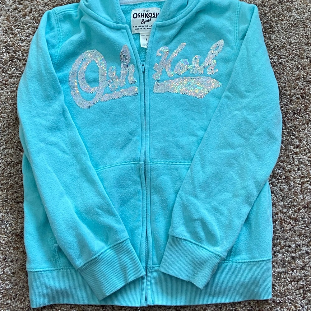 OSHGOSH Sequined zip up Hoodie; size 8, girls